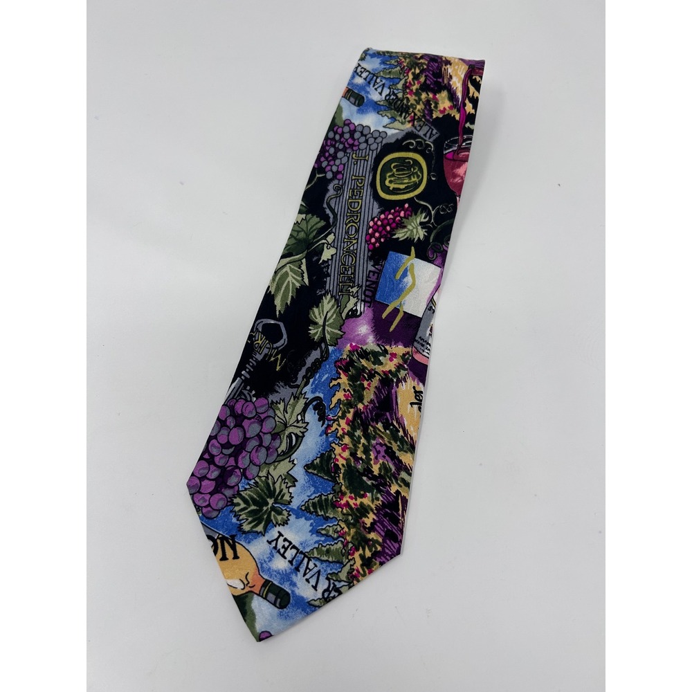 Nicole Miller 1992 Vintage Wine Vineyard Silk Tie Alexander Valley Zinfandel
